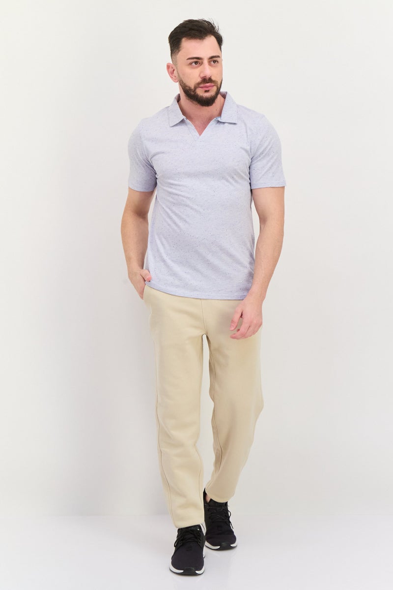 Project Essentials Men Regular Fit Heather Short Sleeve Polo Shirt, Heather Blue - Image 3