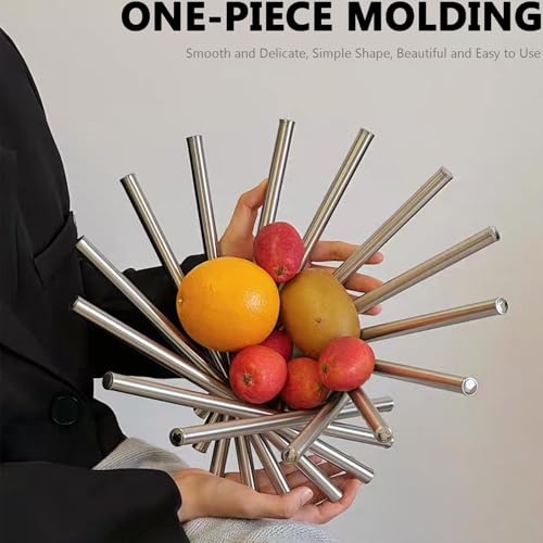 AIFUSI Fruit Bowl for Kitchen Counter, Large Fruit Basket Morden Fruits Holder for Table Centerpiece Decorative Fruit Bowls Stainless Steel Fruit Stand Creative Home Decor Bread Vegetable Storage Organizer - Image 4