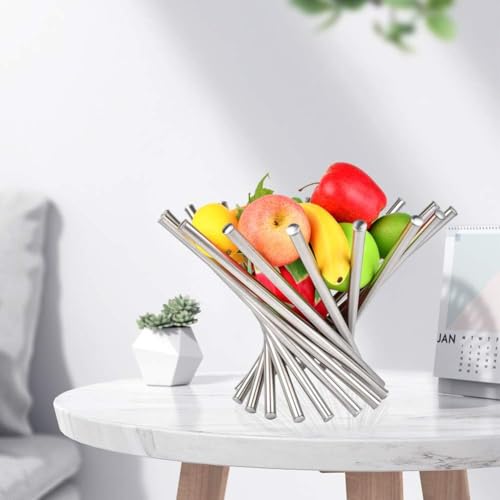 AIFUSI Fruit Bowl for Kitchen Counter, Large Fruit Basket Morden Fruits Holder for Table Centerpiece Decorative Fruit Bowls Stainless Steel Fruit Stand Creative Home Decor Bread Vegetable Storage Organizer - Image 5