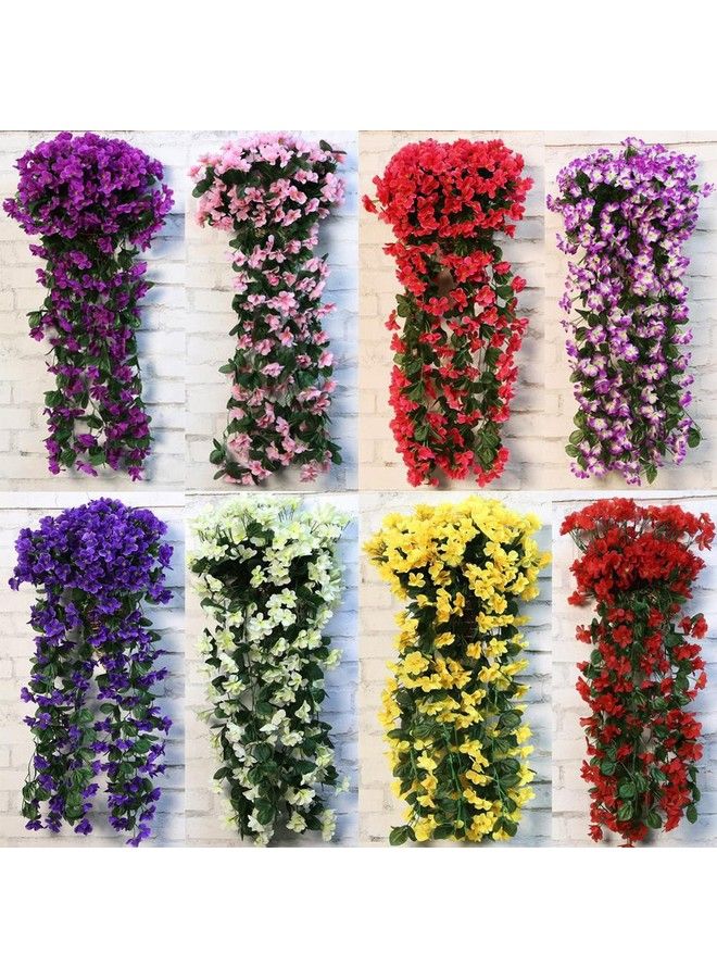 VORCOOL 4Petals Artificial Flower Hanging Flowers Violet Simulation Vine Wedding Home Decoration (Deep Purple) - Image 3
