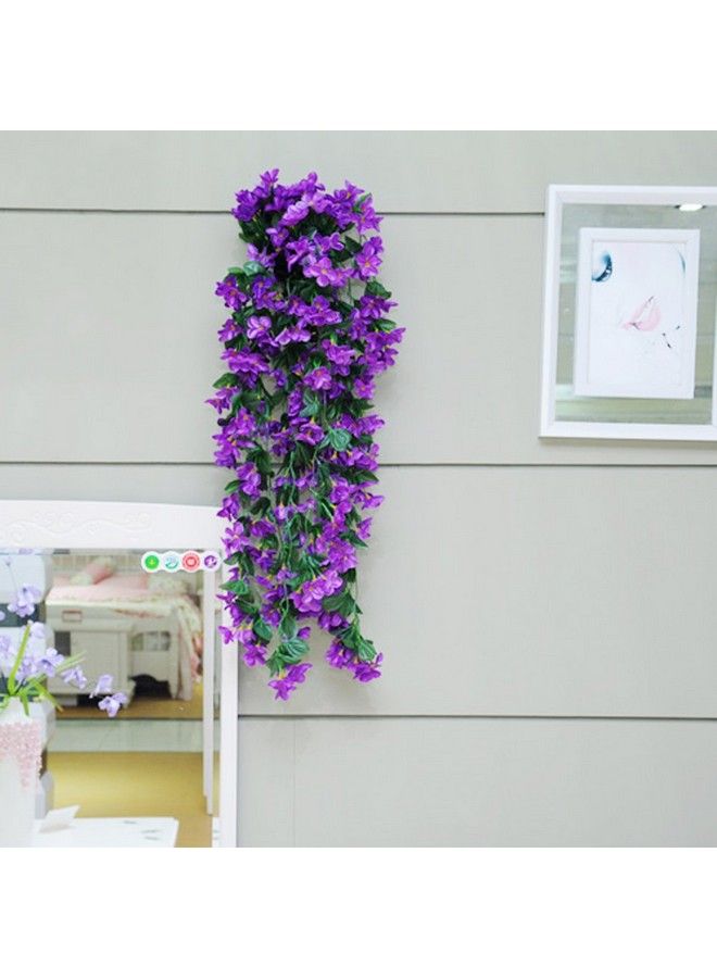 VORCOOL 4Petals Artificial Flower Hanging Flowers Violet Simulation Vine Wedding Home Decoration (Deep Purple) - Image 5