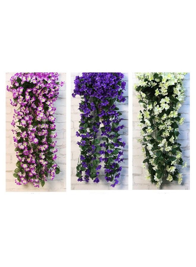 VORCOOL 4Petals Artificial Flower Hanging Flowers Violet Simulation Vine Wedding Home Decoration (Deep Purple) - Image 4