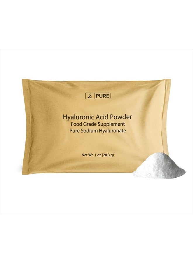 PURE ORIGINAL INGREDIENTS حمض الهيالورونيك (1 أونصة) قابل للذوبان في الماء، مسحوق ناعم - Image 1