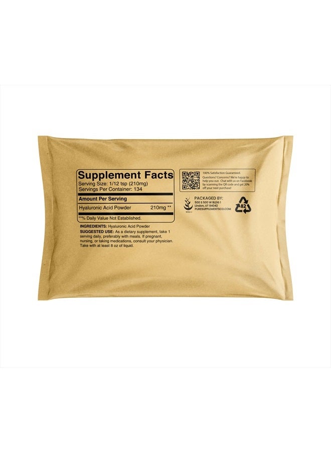 PURE ORIGINAL INGREDIENTS حمض الهيالورونيك (1 أونصة) قابل للذوبان في الماء، مسحوق ناعم - Image 2