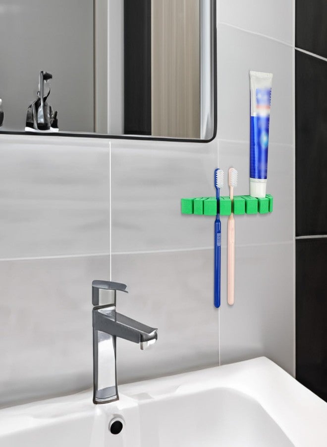 LUEXBOX Self Adhesive Toothbrush Holders Wall Mounted, Toothbrush Organizer for Shower, Multipurpose Rack Hanger for Power Plug, Pen, Key(Green) - Image 3