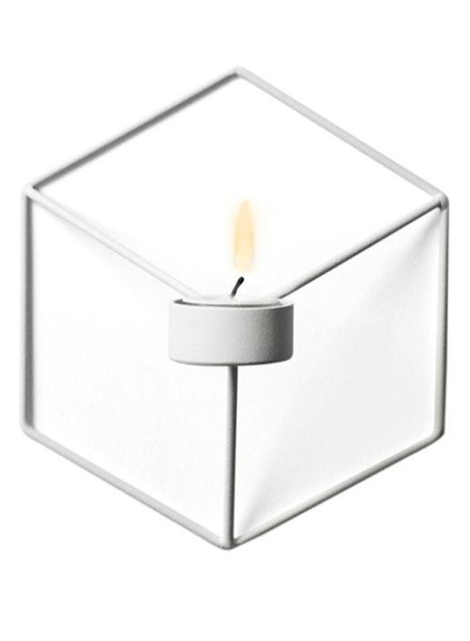 NIBEMINENT 2-Piece 3D Modern Style Wall Candle Holder Set White 