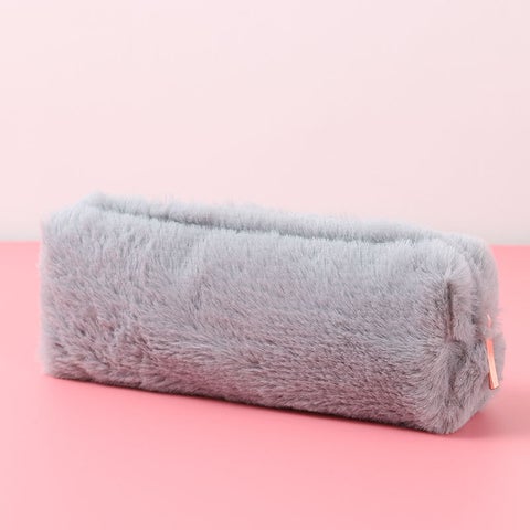 Korean Creative Plush Octagon Pencil CasePlush octagonal Gray Plush octagonal Gray