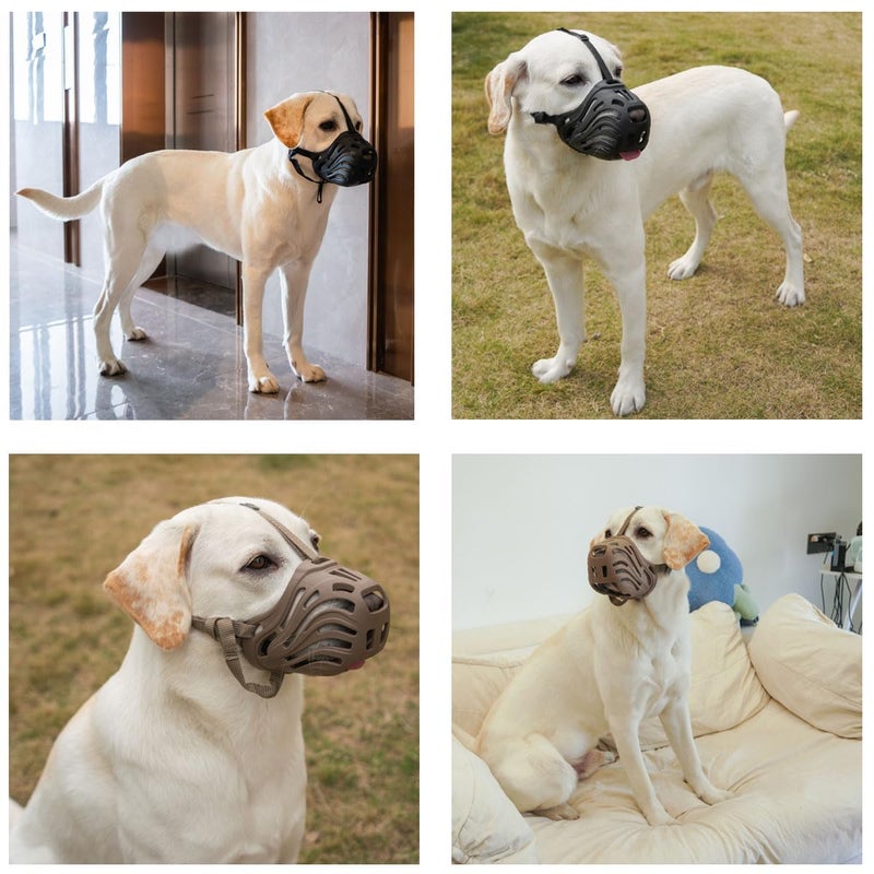 Diketone Dog Muzzle for Large Dogs Silicone Dog Muzzle, Dogs can Pant and Drink to Prevent Biting, Chewing and Barking (Coffee, L-6) - Image 3