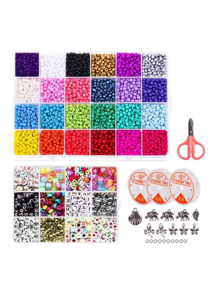 Dreamzon Seed and Alphabet Beads Jewellery Making DIY Bracelet Craft Kit - Image 1