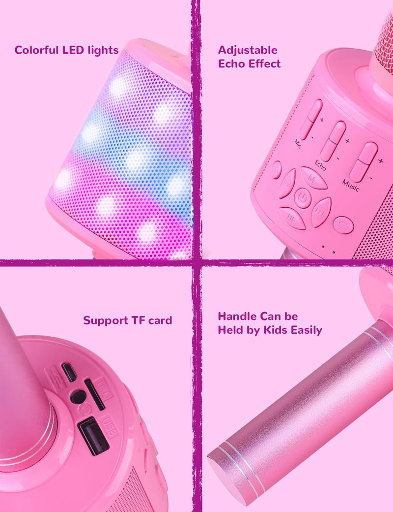 Amazmic Toys for Girls, Kids Karaoke Microphone Toddler Microphone for Kids with Lights, Birthday Gift for Girls, Boys Toy Age 3 4 5 6 7 8 9 10-14+(Pinkcolor) - Image 4