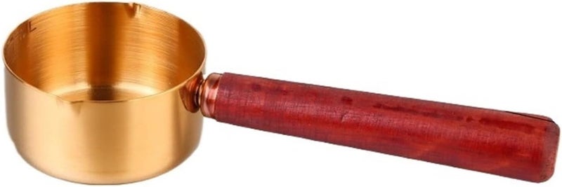 Gravy Boat Commercial Stainless Steel Sauce Cup with Handle Steak Sauce Cup Wooden Handle Western Sauce Cup Tomato Salad Dipping Dish Gravy Jug(Medium) - Image 1