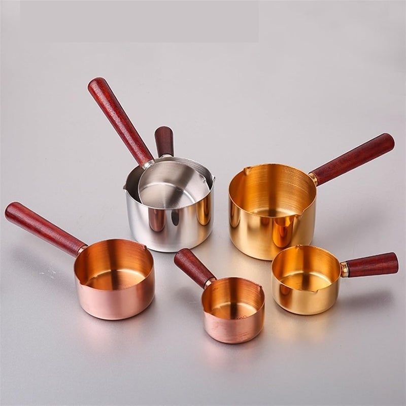 Gravy Boat Commercial Stainless Steel Sauce Cup with Handle Steak Sauce Cup Wooden Handle Western Sauce Cup Tomato Salad Dipping Dish Gravy Jug(Medium) - Image 5