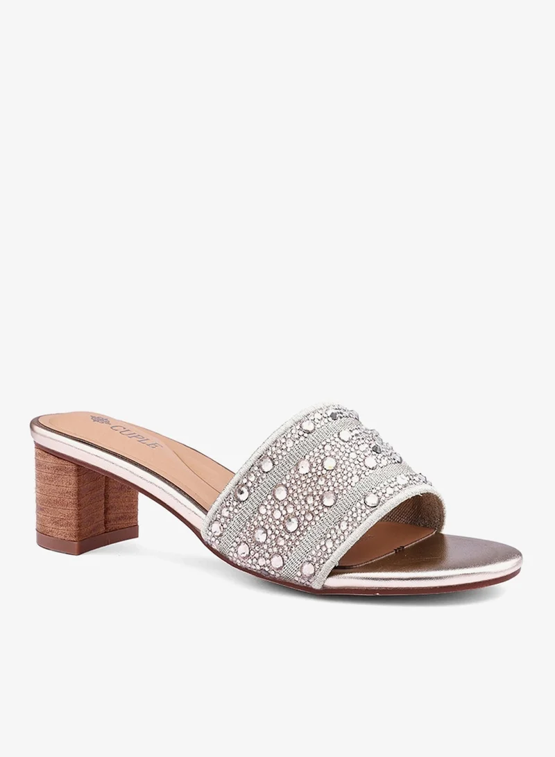 Cuple Womens embellished beaded slip-on flat sandals