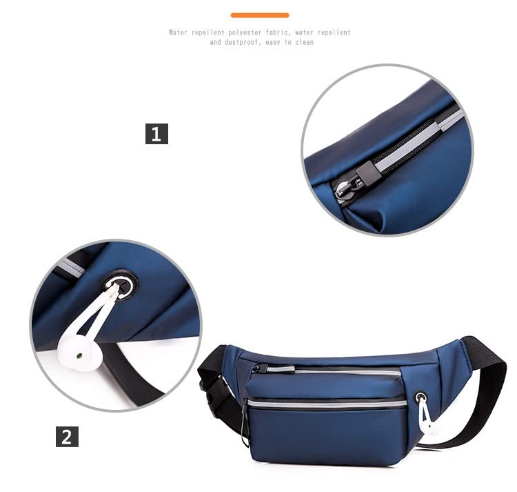 Ketmart Waist Pack Travel Handy Hiking Zip Pouch Document Money Phone Belt Sport Bag for Men and Women and Adult Leather (Navi Blue) - Image 4