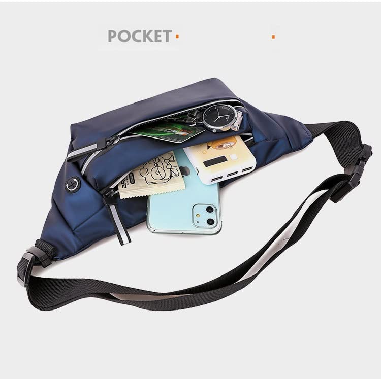 Ketmart Waist Pack Travel Handy Hiking Zip Pouch Document Money Phone Belt Sport Bag for Men and Women and Adult Leather (Navi Blue) - Image 2
