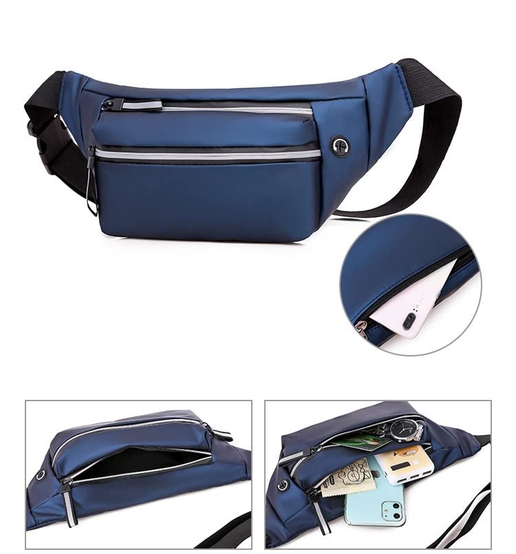 Ketmart Waist Pack Travel Handy Hiking Zip Pouch Document Money Phone Belt Sport Bag for Men and Women and Adult Leather (Navi Blue) - Image 3