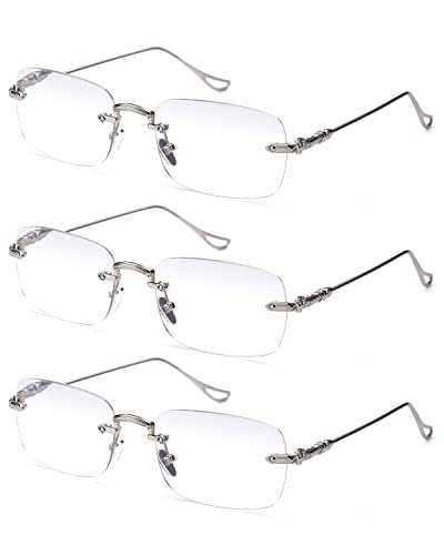 TERAISE 3Packs Frameless Metal Reading Glasses for Men/Women Blue Light Blocking -Rimless Fashion Comfortable Computer Eyeglasses - Image 1