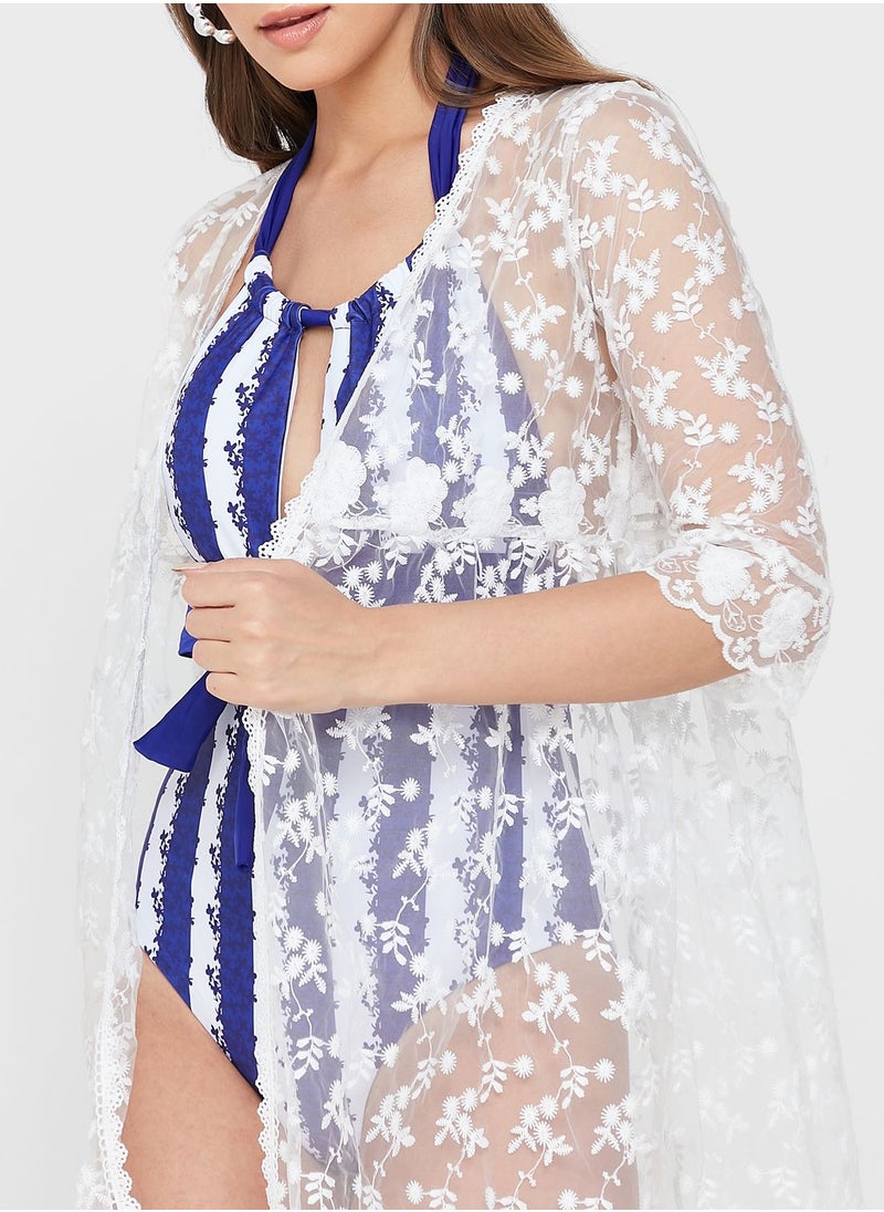 ELLA - Detailed Mesh Beach Robe - Image 1