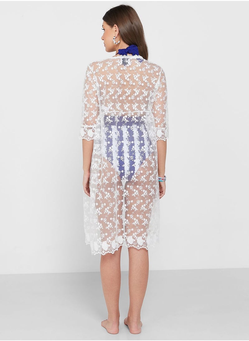 ELLA - Detailed Mesh Beach Robe - Image 1