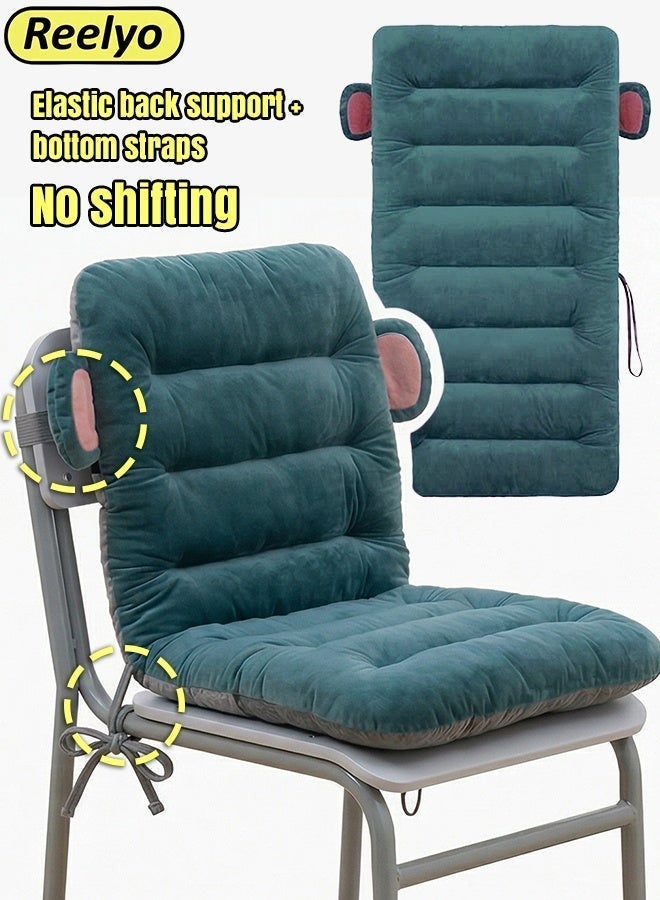 Reelyo Thickened Plush Office Chair Cushion 85×45cm with Backrest Lumbar Support, Soft Breathable PP Cotton Seat Pad for Desk Chair Rocking Chair Car Seat, Detachable Washable Cover, Non-Slip Bottom, Comfortable Everyday Use with Cute Blue Elephant Design - Image 1