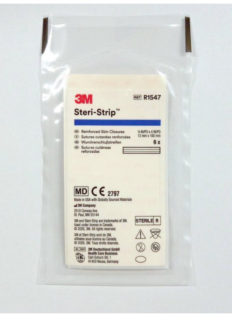 STERI-STRIP 3M Steri-Strip Elastic Skin Closures - 1/2" x 4" - 6 strip envelope - - Box of 50 - Image 5