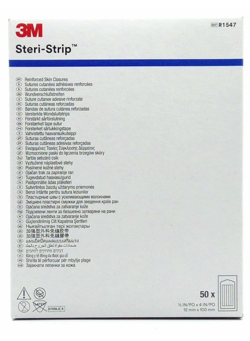 STERI-STRIP 3M Steri-Strip Elastic Skin Closures - 1/2" x 4" - 6 strip envelope - - Box of 50 - Image 1