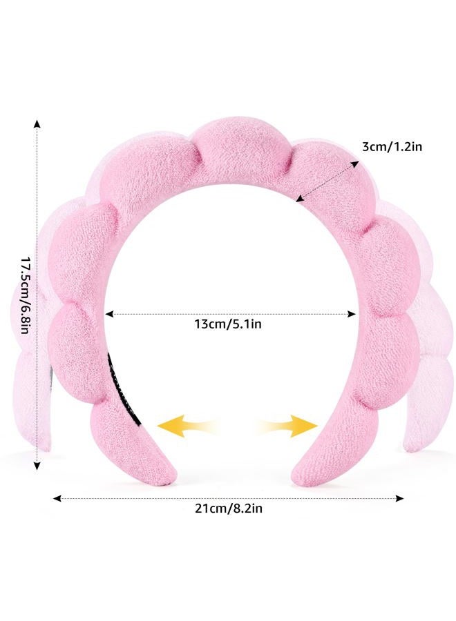 Ztomine Spa Headbands for Washing Face or Facial, Set of 2 Skincare Headbands, Terry Cloth Headband Combo Pack - Puffy Makeup Headbands for Face Washing, Mask, Skin Treatment (Pink & Black) - Image 2