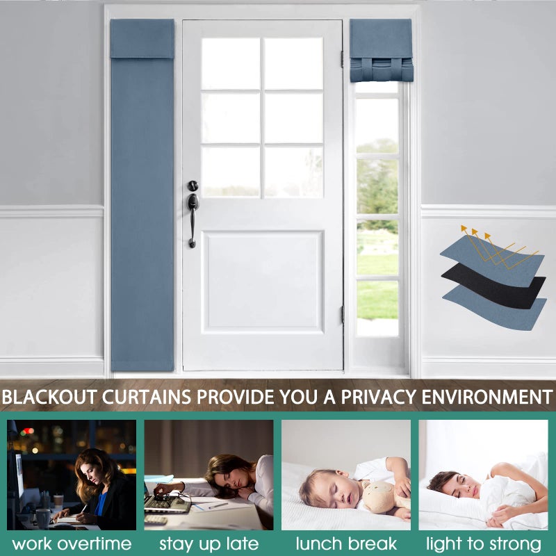 هوم أيدياز Homideas French Door Stretains خصوصية باب نافذة باب الستائر 12 × 68 بوصة تعتيم ظلال الباب الفرنسية للباب الزجاج - Image 5
