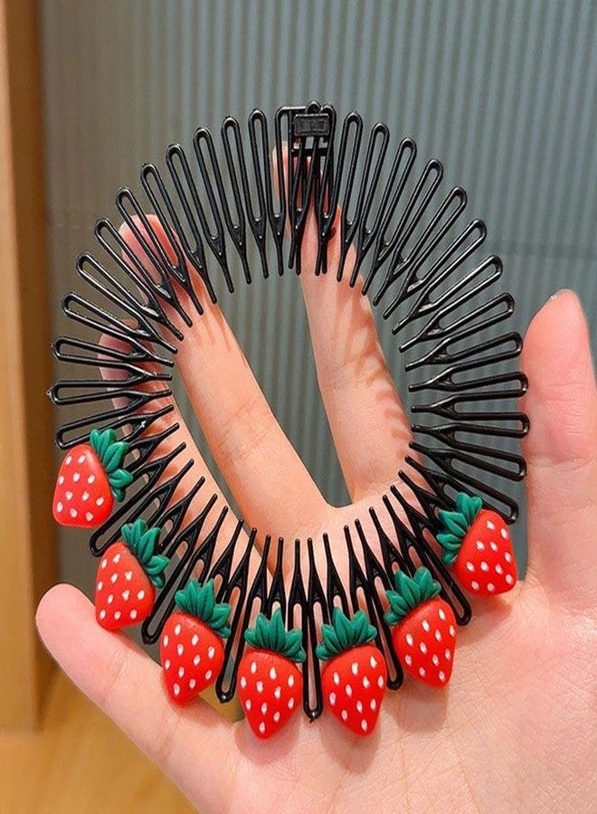 DORMITORRY Cute Cartoon Children's Hair Accessories hair comb, Flexible Circle Comb, Non Slip Tooth Hairband, Hair Band, Zig Zag Flexible Plastic Circle Cartton Comb, Zigzag comb, 1 pc - Multi Design. - Image 1