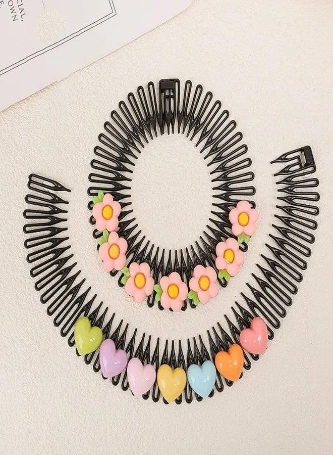 DORMITORRY Cute Cartoon Children's Hair Accessories hair comb, Flexible Circle Comb, Non Slip Tooth Hairband, Hair Band, Zig Zag Flexible Plastic Circle Cartton Comb, Zigzag comb, 1 pc - Multi Design. - Image 2