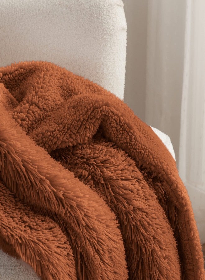 Bedsure GentleSoft Fluffy Burnt Orange Throw Blanket Fall Decorations for Home, Terracotta Blanket Fall Decor for Living Room, Soft Sherpa Fleece Fuzzy Faux Fur Plush Orange Gifts for Women, 50x60 - Image 3