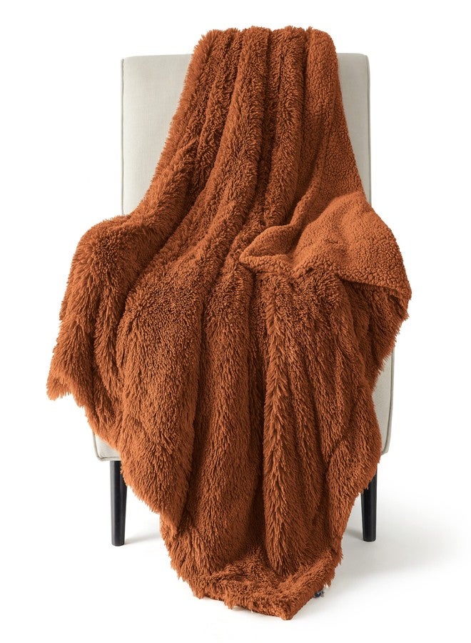 Bedsure GentleSoft Fluffy Burnt Orange Throw Blanket Fall Decorations for Home, Terracotta Blanket Fall Decor for Living Room, Soft Sherpa Fleece Fuzzy Faux Fur Plush Orange Gifts for Women, 50x60 - Image 1