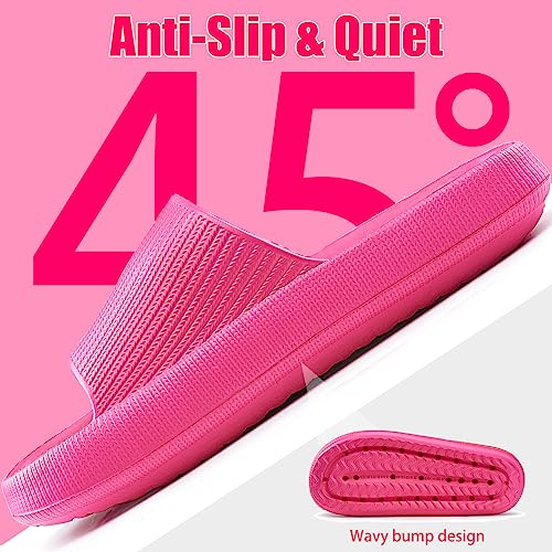 rosyclo Cloud Slippers for Womens and Mens, Pillow Slippers Shower Shoes Bathroom Quick Drying Open Toe Soft Comfy House Cloud Cushion Slides Sandals for Indoor Outdoor, Hot Pink - Image 3