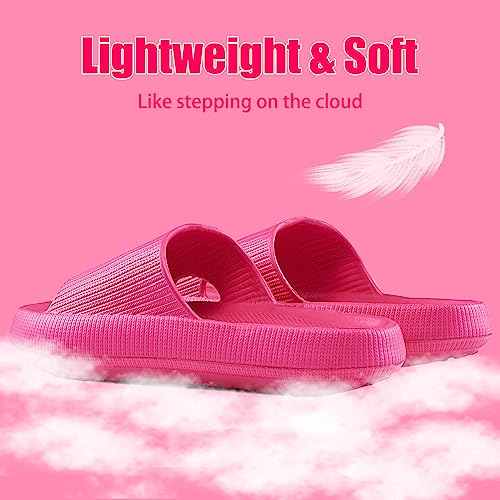 rosyclo Cloud Slippers for Womens and Mens, Pillow Slippers Shower Shoes Bathroom Quick Drying Open Toe Soft Comfy House Cloud Cushion Slides Sandals for Indoor Outdoor, Hot Pink - Image 4