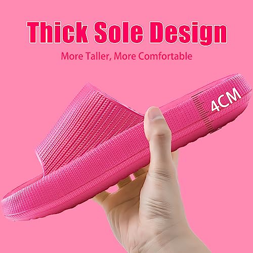 rosyclo Cloud Slippers for Womens and Mens, Pillow Slippers Shower Shoes Bathroom Quick Drying Open Toe Soft Comfy House Cloud Cushion Slides Sandals for Indoor Outdoor, Hot Pink - Image 5