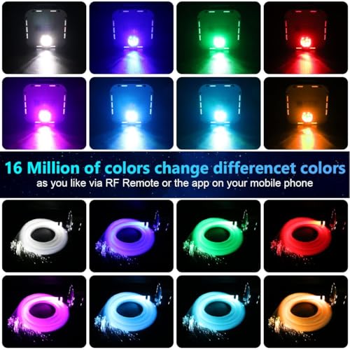AMKI High Brightness 32W Twinkle 1000pcs Fiber Optic Starlight Headliner Kit 0.03in 16.4ft Fiber Strands RGBW Sound Activated APP Remote Control for Car Home Roof Ceiling Decoration - Image 3