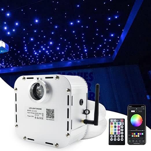 AMKI High Brightness 32W Twinkle 1000pcs Fiber Optic Starlight Headliner Kit 0.03in 16.4ft Fiber Strands RGBW Sound Activated APP Remote Control for Car Home Roof Ceiling Decoration - Image 2