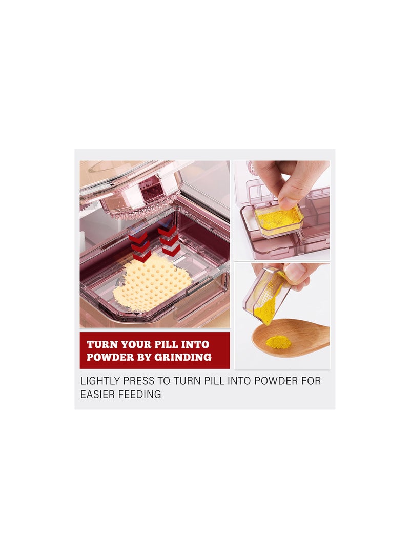 SYOSI Pill Cutter, 3 in 1 Multi-Functional Lightweight Red Aesthetic Pill Organizer with Pill Cutter for Small or Large Pills, Crushes Pills, Vitamins, Tablets, for Easy Pill Management (1 Pack) - Image 3