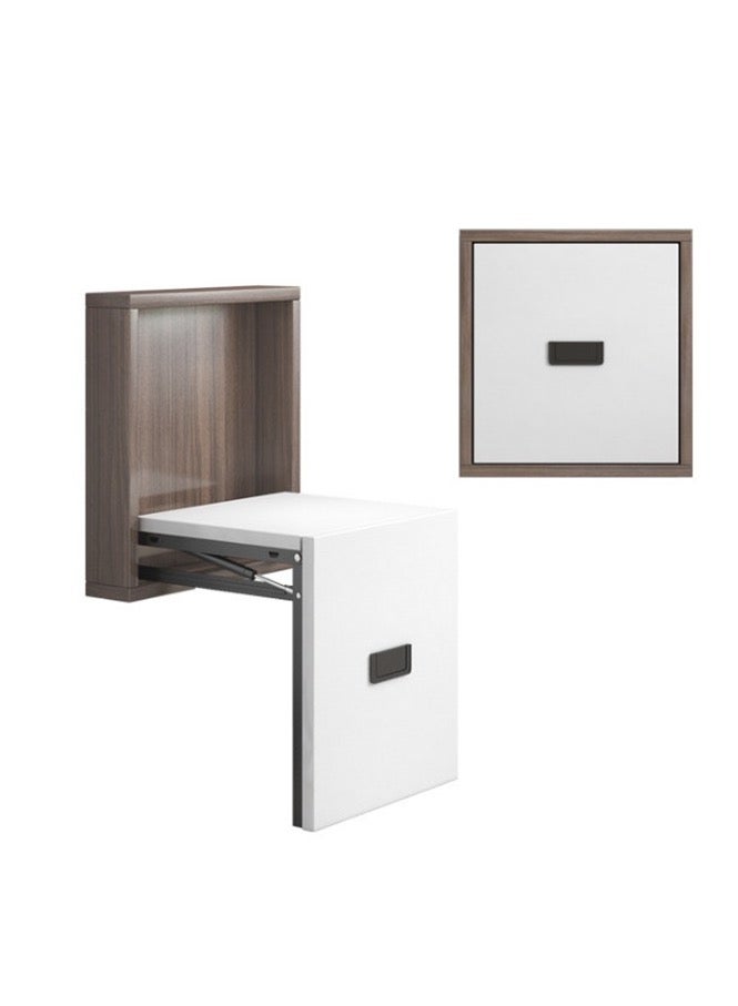 Generic Simple Wooden Folding Wall-mounted Home Footstool Aisle Invisible Shoe Stool - Walnut Cabinet + Warm White Panel 