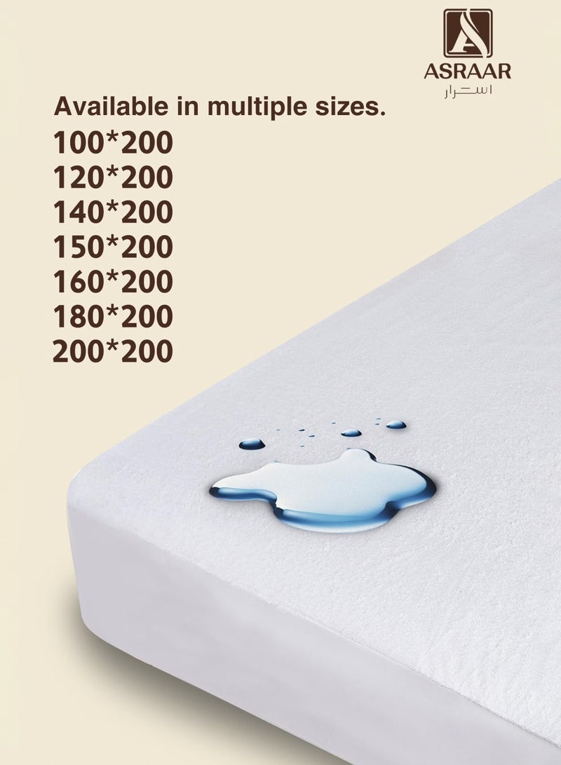 Asraar Water Proof Mattress Protector - Microfiber Extra Deep 30cm Fitted Sheet, Non-Noisy, Allergy-Free, Super Absorbent & Machine Washable Cover, Smooth Top Mattress Protector for Kids, Breathable Skin Friendly and Noiseless Fitted Sheet,  Size - 200 x 160 cm White  - Image 2