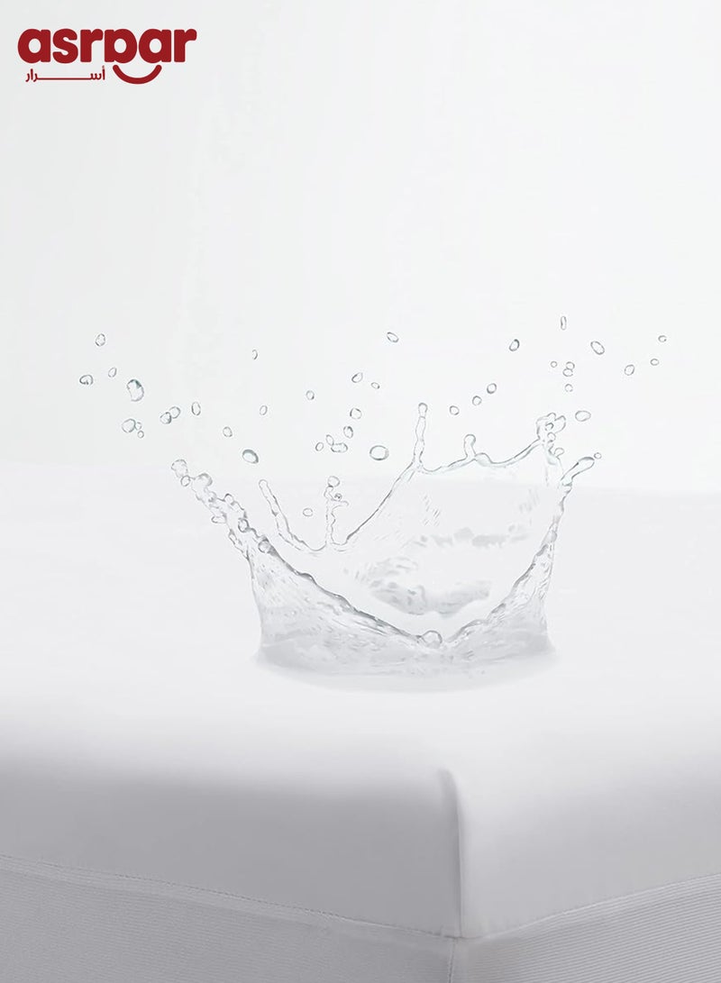 أسرار واقي مرتبة مقاوم للماء - ملاءة مثبتة من الألياف الدقيقة بعمق إضافي 30 سم، غير مزعجة، خالية من مسببات الحساسية، غطاء فائق الامتصاص وقابل للغسل في الغسالة، واقي مرتبة علوي أملس للأطفال، ملاءة جاهزة مسامية وصديقة للبشرة ولا تصدر ضوضاء، مقاس - 200 × 160 سم أبيض - Image 3