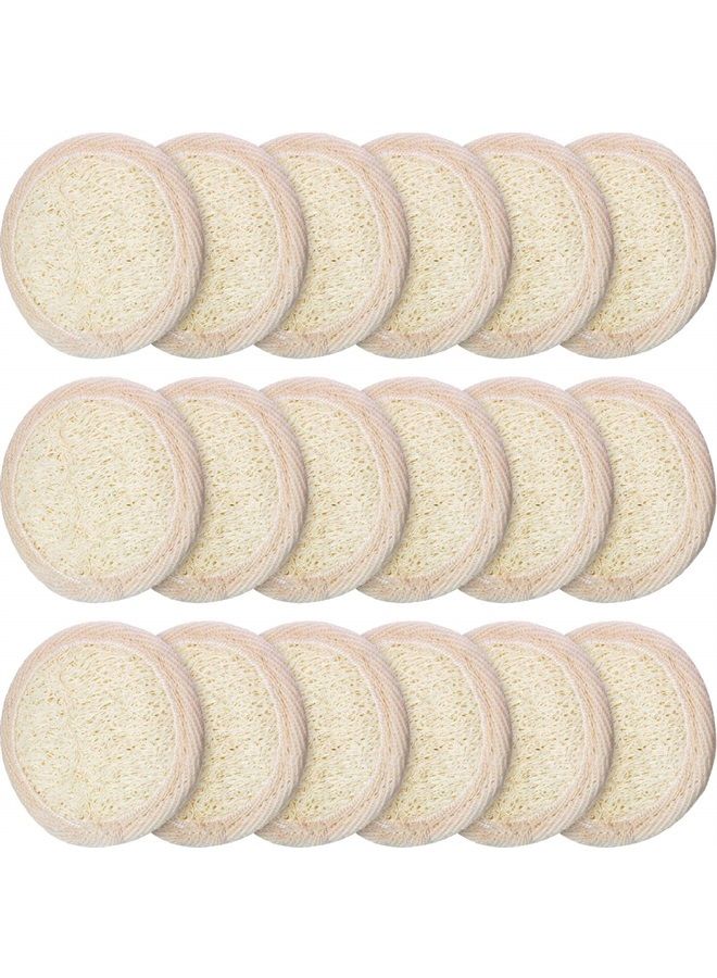 BOAO 18 Pieces Exfoliating Loofah Pad Mini Round Bath Shower Loofah Sponge Pad Exfoliating Scrubber Natural Bath Sponge Brush for Men and Women