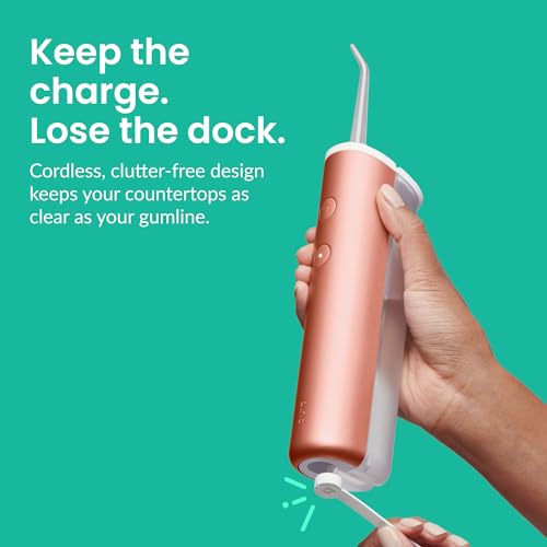 quip Water Flosser with Replacement Tip - Cordless Water Flosser with Adjustable Pressure - Teeth Cleaner Pick with 360 Degree Rotating Replaceable Tip, Rechargeable Water Dental Pick - Copper - Image 5