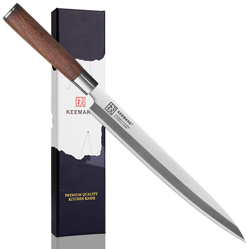 KEEMAKE Sashimi Sushi Knife Japanese - 10.5 inch Yanagiba Knife VG10 Stainless Steel Single Bevel Blade, Perfect Rosewood Handle Filleting & Slicing Knife - Image 1