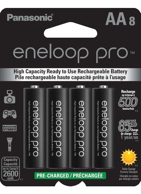 Eneloop Panasonic BK3HCCA8BA pro AA High Capacity NiMH PreCharged Rechargeable Batteries 8Battery Pack