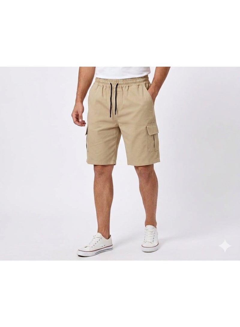 Men’s Modern Cargo Shorts- Beige