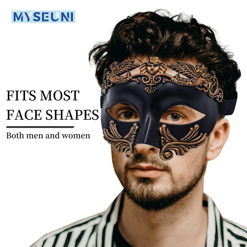 MYSEUNI Masquerade Mask for Men - Roman Greek Venetian Half-face Mask for Mascarade Ball Halloween Party Mardi Gras Masks Costume Accessory - Image 4
