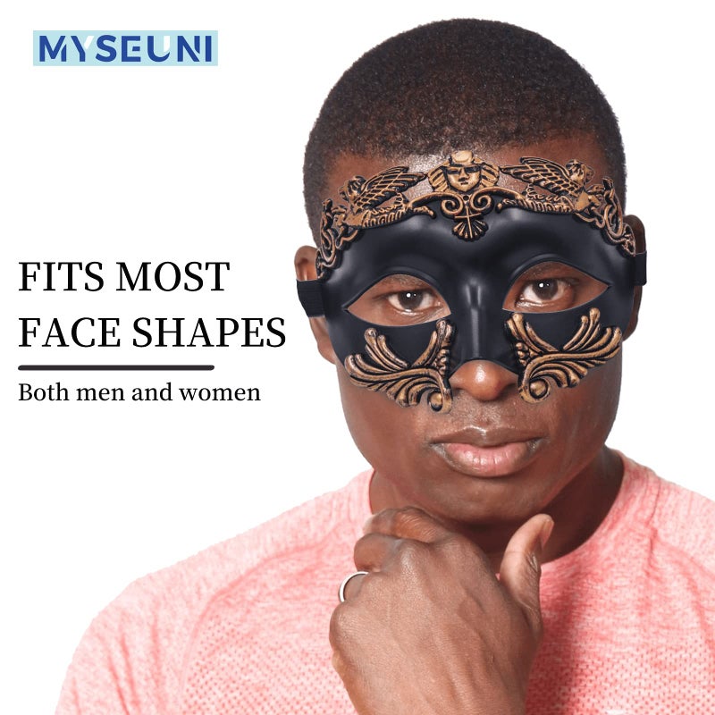 MYSEUNI Masquerade Mask for Men - Roman Greek Venetian Half-face Mask for Mascarade Ball Halloween Party Mardi Gras Masks Costume Accessory - Image 3