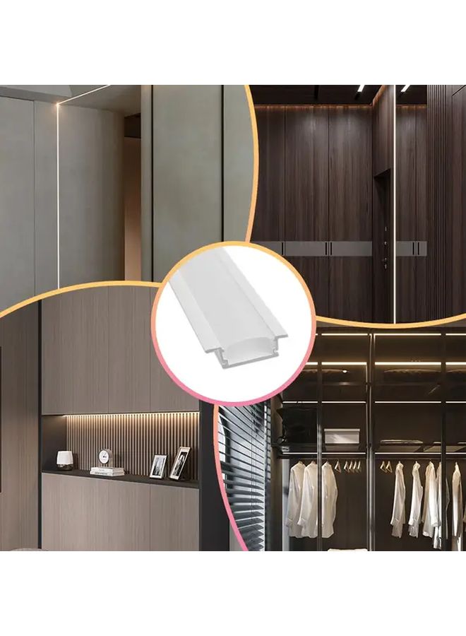 قناة ألومنيوم ناشرة لإضاءة LED، 14 قطعة، طول 3.3 قدم (1 متر)، ألومنيوم مطلي باللون الأبيض مع غطاء أبيض، على شكل حرف U، أسود laminates، مقاس 24×7 مم، لشريط إضاءة LED. - Image 5