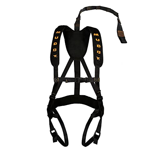 MUDDY Outdoors Magnum Pro Padded Leightweight Adjustable Hunting Deer Treestand Safety Harness System with Suspension Relief and Tree Strap, Black - Image 1